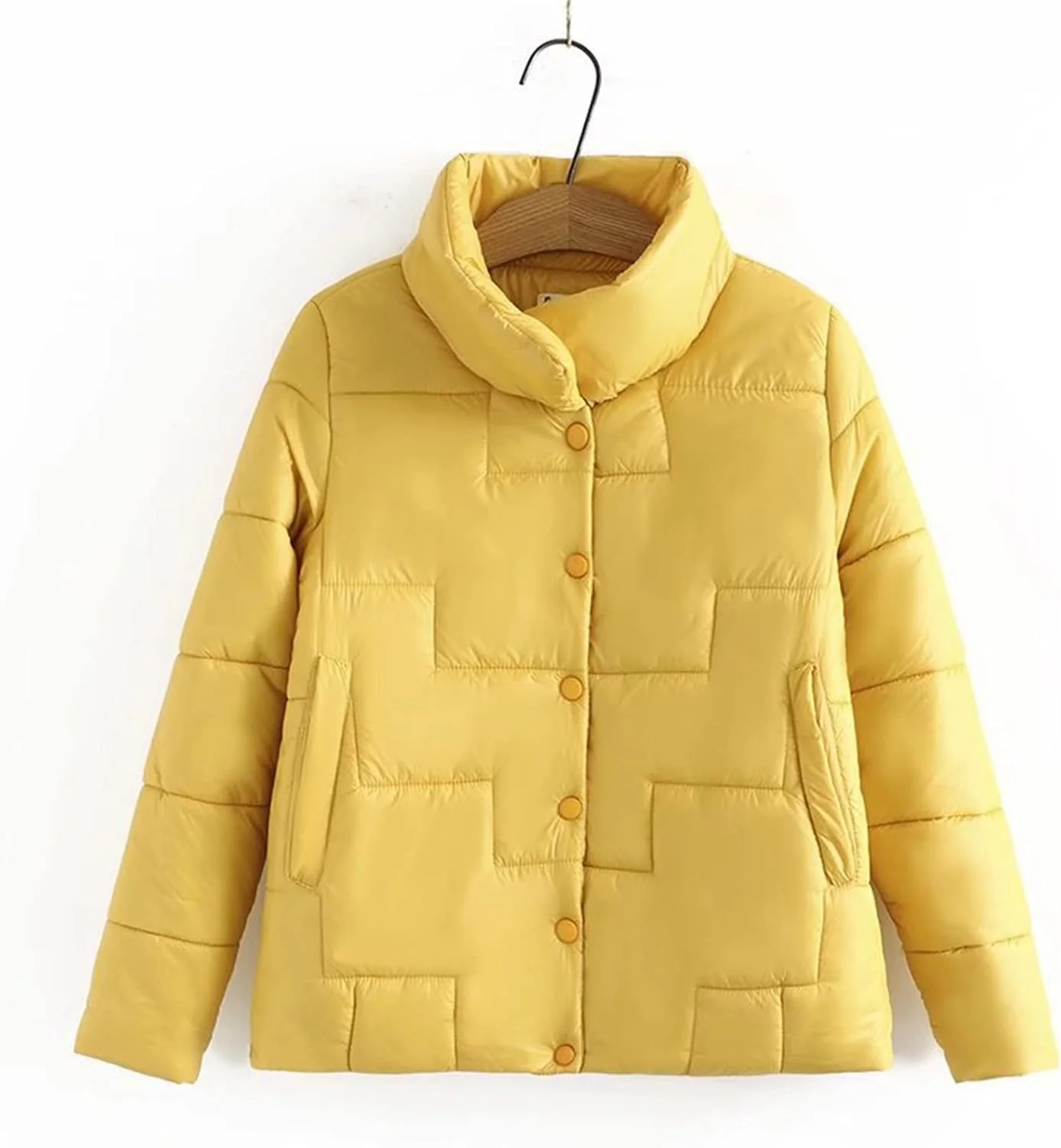 HBEIDAHUANG ژاکت پایین زنانه لباس زمستانی گرم نگه دارید ژاکت پنبه ای طرح هندسی ساده کت پنبه ای (رنگ: Hortel، سایز: XXXL)