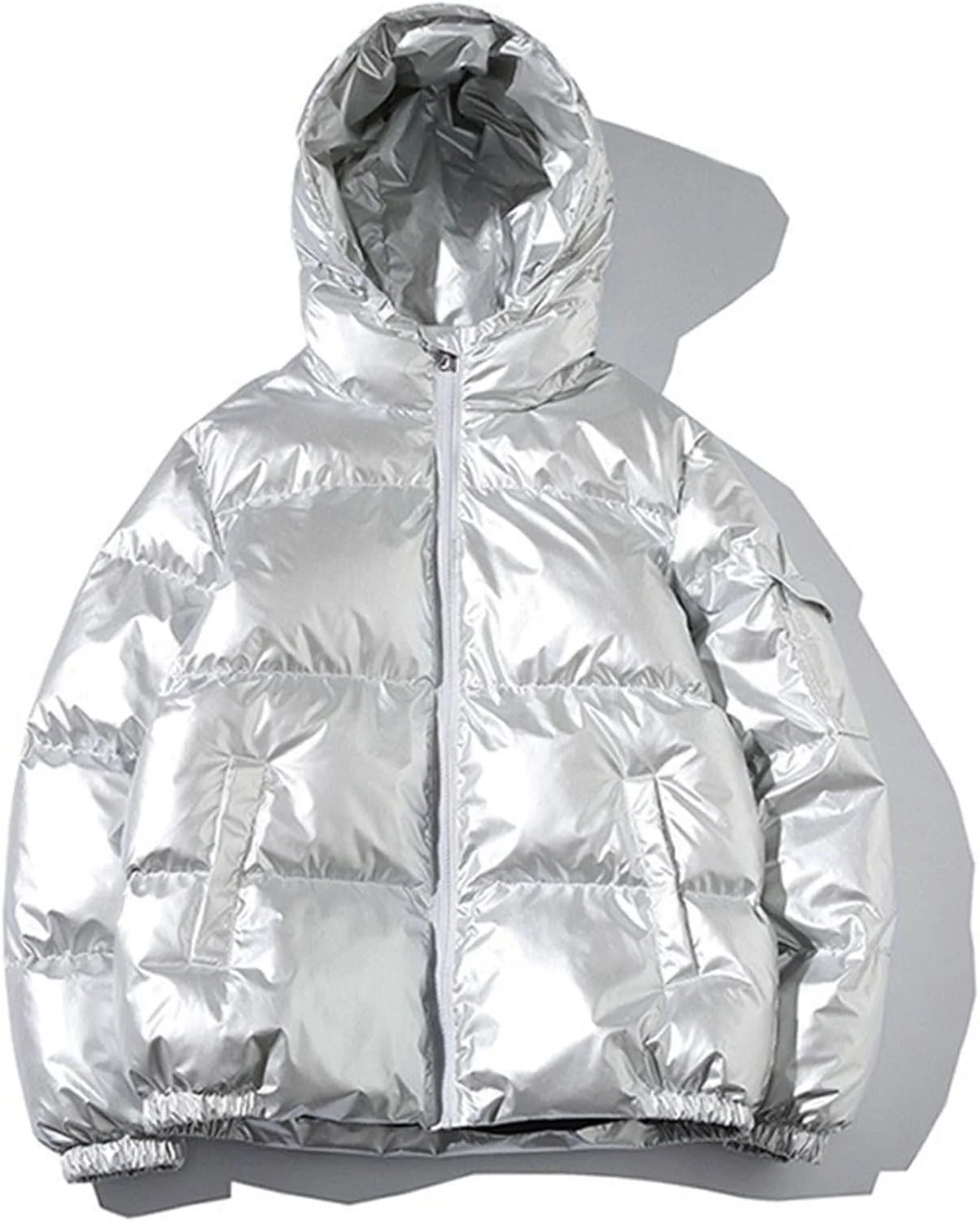 HBEIDAHUANG ژاکت پایین زنانه، کت پافر زنانه، ضد آب براق، گشاد، ضخیم، گرم، کت پنبه‌ای پایین (رنگ: Hortel، سایز: XL)