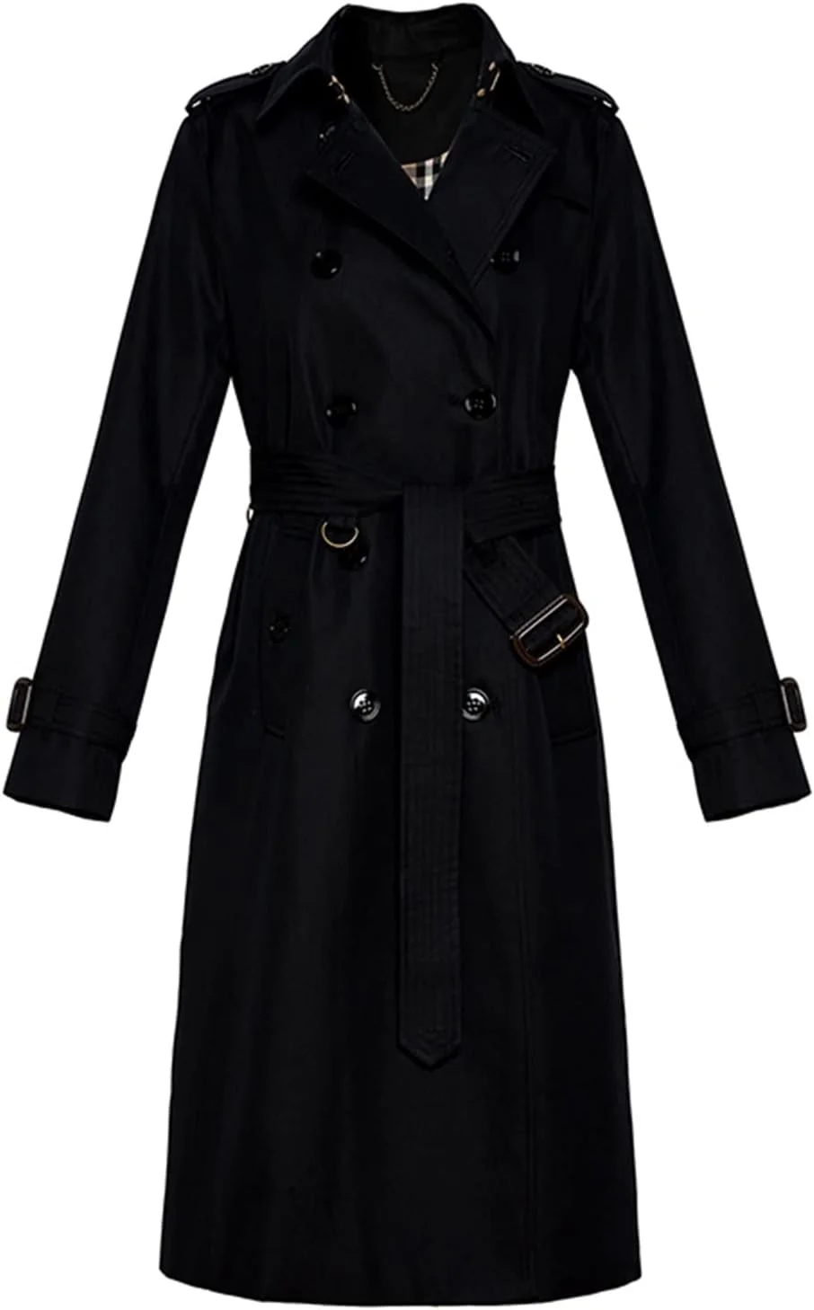 کت های زمستانی HBEIDAHUANG برای زنان، کت ترنچ بلند زنانه بهاره و پاییزه، کت ترنچ دبل برستد کمربند دار (رنگ: Hortel، سایز: L)