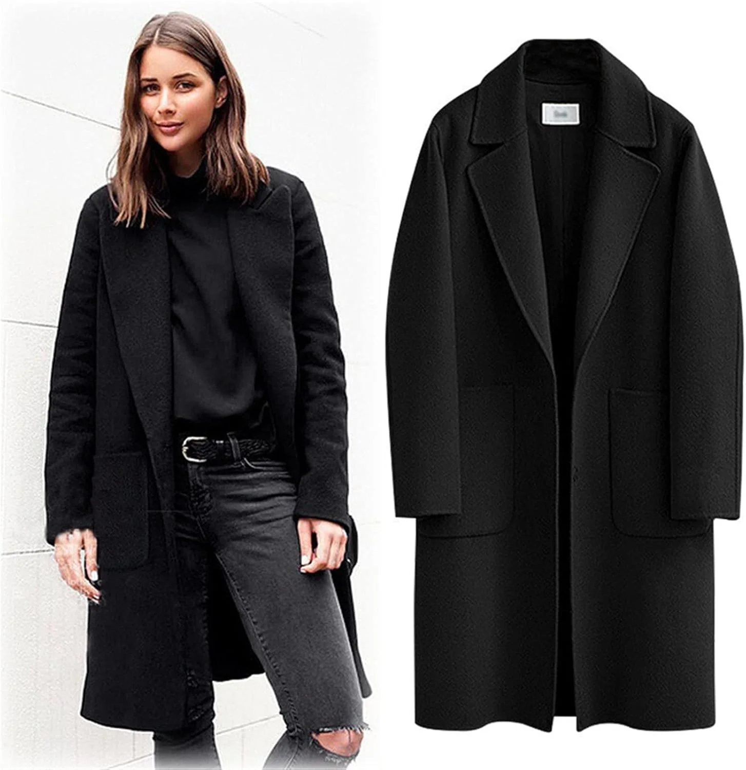 کت های زمستانی زنانه HBEIDAHUANG، کت پشمی غیر رسمی زنانه بهاره پاییزه سایز بزرگ ترکیب آزاد کت زمستانی آستین بلند پشمی (رنگ: Hortel، سایز: 5XL)