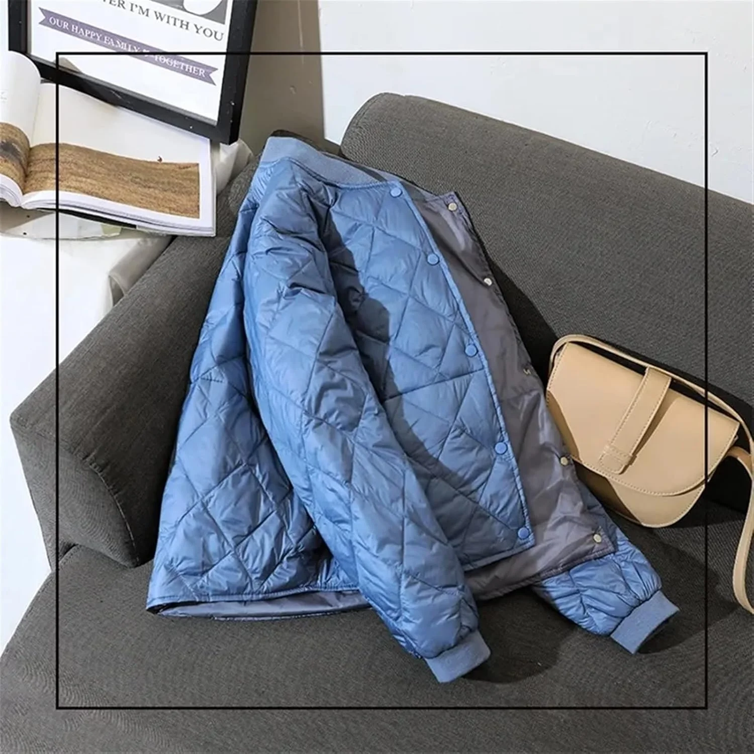 HBEIDAHUANG ژاکت پایین زنانه، غیر رسمی، فوق سبک، نازک، کوتاه، زمستانی، ژاکت پایین، کت پارک لوزی، لباس خیابانی زنانه، ژاکت بمب افکن سفید (رنگ: Hortel، سایز: 3XL 72-77kg)