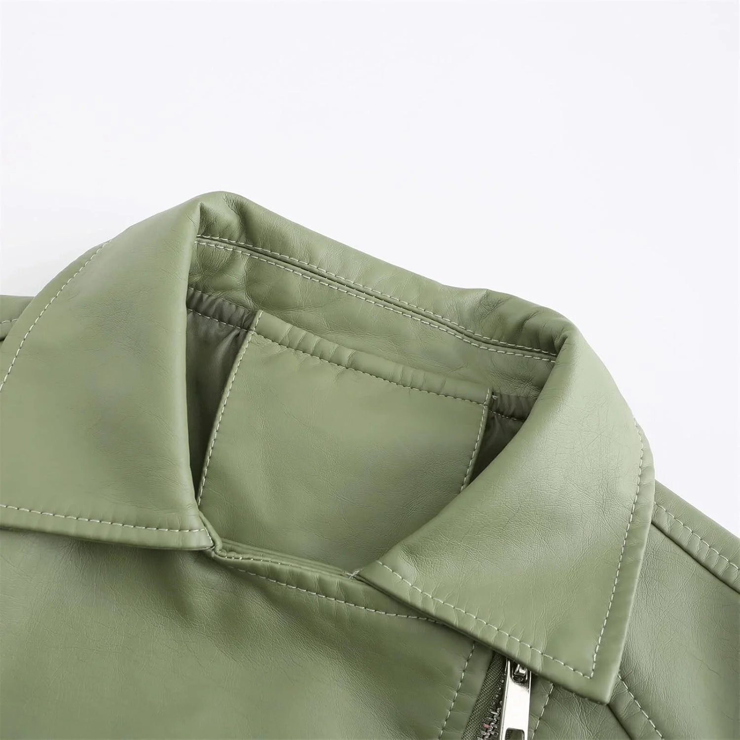 کت های زمستانی زنانه HBEIDAHUANG، کت چرمی نرم زیپ دار غیر رسمی زمستانی زنانه (رنگ: Hortel، سایز: S)