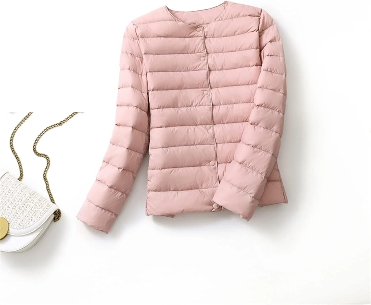 HBEIDAHUANG ژاکت پایین زنانه زمستانی، کت پایین زنانه فوق سبک بدون یقه، ژاکت پایین اردک قابل حمل، پارکاس پد دار زنانه، پالتو پفی (رنگ: Hortel، سایز: XL)