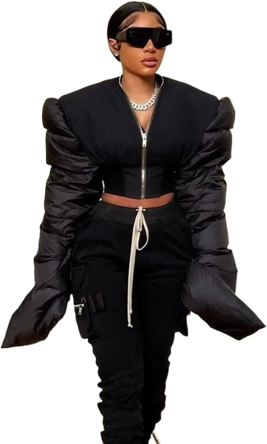 HBEIDAHUANG ژاکت پایین تنه زنانه، کت پفی حباب دار، ژاکت ضخیم گرم، کت کوتاه زنانه، لباس خیابانی سایز بزرگ (رنگ: Hortel، سایز: S)