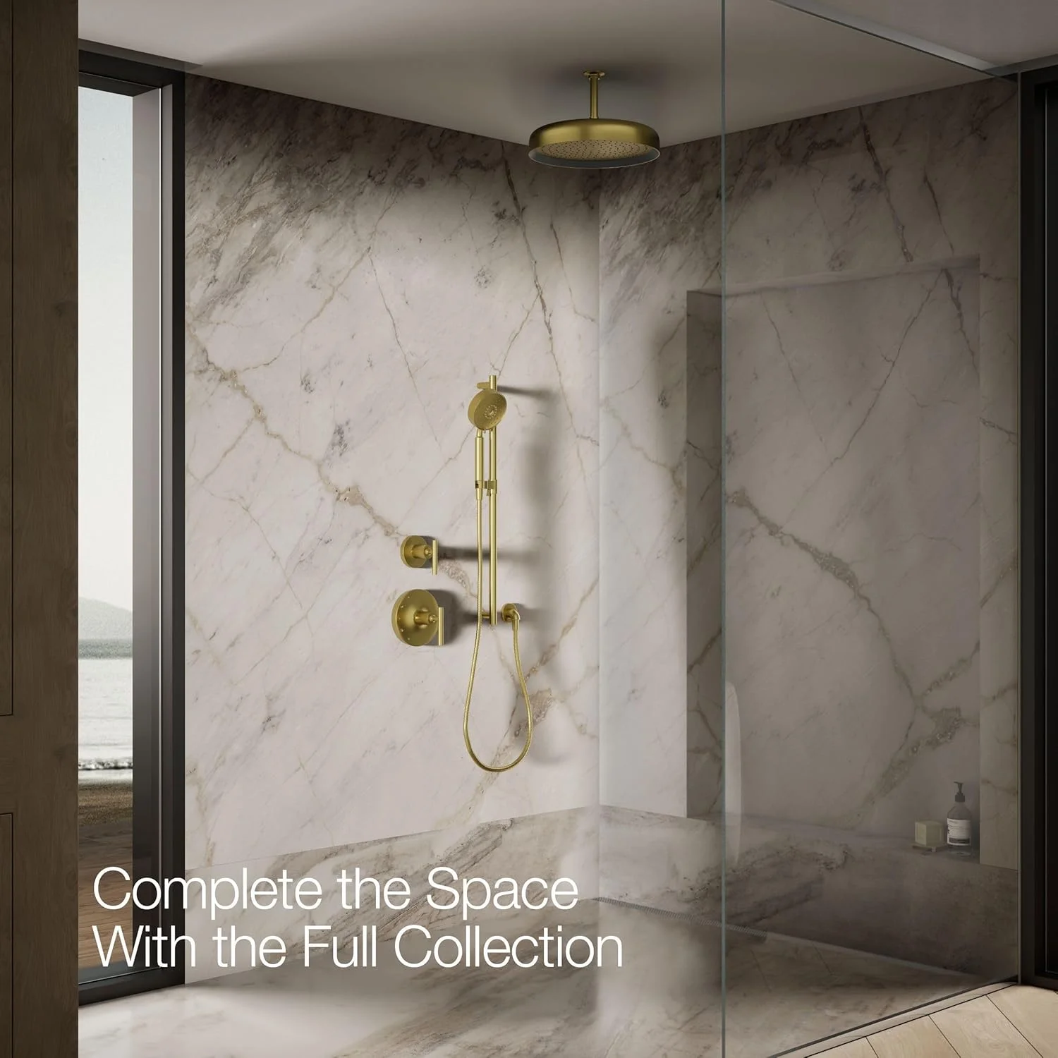 KOHLER 26292-2MB Statement Round 14" Single-Function Rainhead, One-Spray Rain Shower Head, Rainfall Shower Head, 2.5 GPM, Vibrant Brushed Moderne Brass KOHLER 26292-2MB Statement Round 14" Single-Function Rainhead, One-Spray Rain Shower Head, Rainfall Shower Head, 2.5 GPM, Vibrant Brushed Moderne Brass