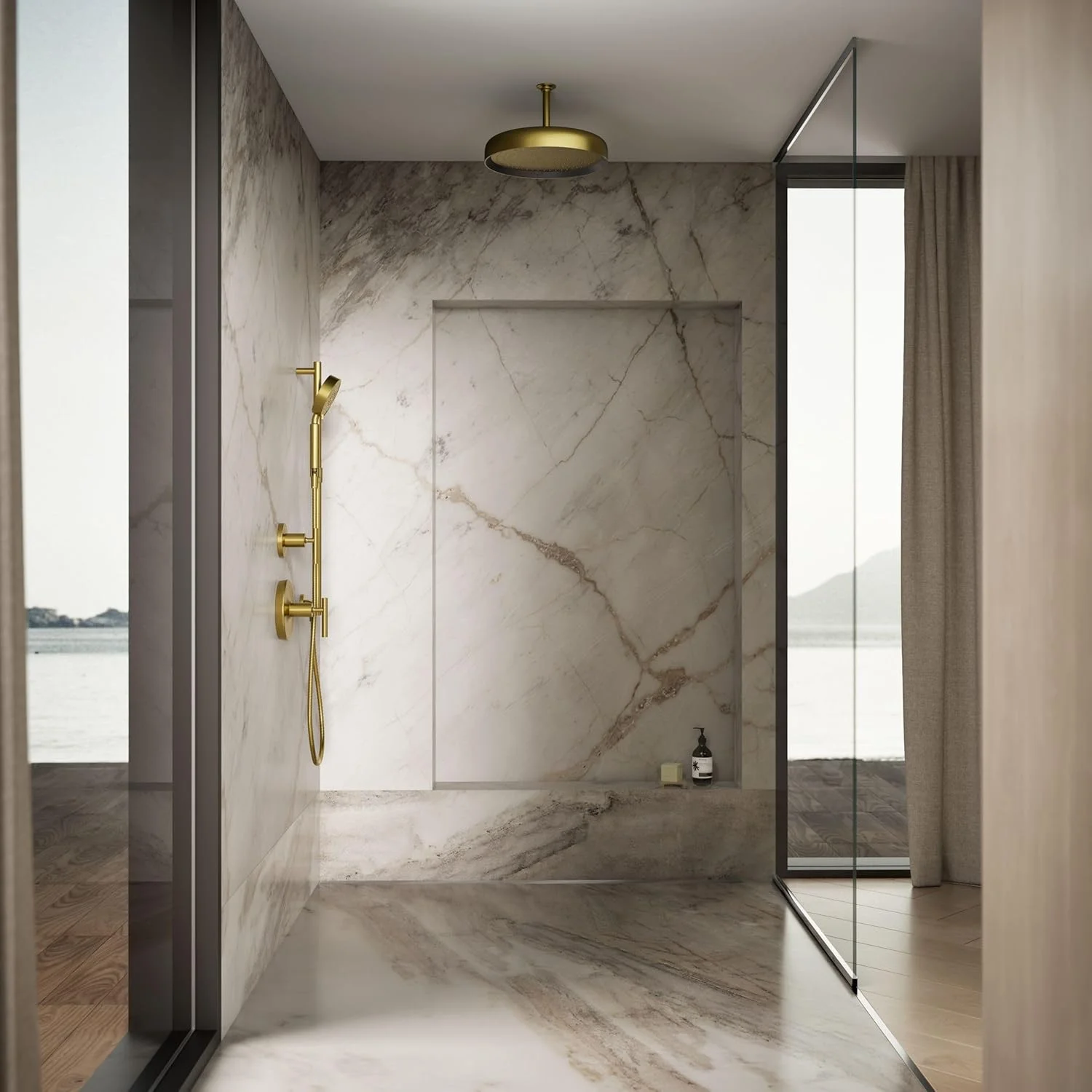 KOHLER 26292-2MB Statement Round 14" Single-Function Rainhead, One-Spray Rain Shower Head, Rainfall Shower Head, 2.5 GPM, Vibrant Brushed Moderne Brass KOHLER 26292-2MB Statement Round 14" Single-Function Rainhead, One-Spray Rain Shower Head, Rainfall Shower Head, 2.5 GPM, Vibrant Brushed Moderne Brass