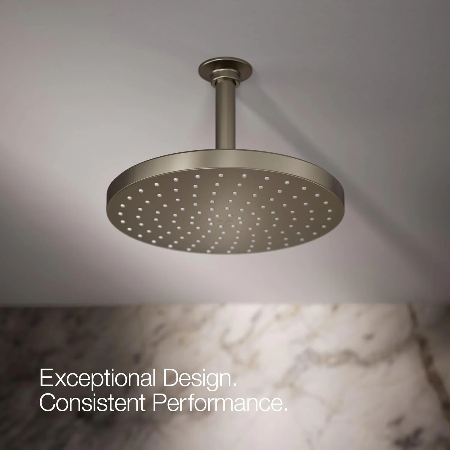 سردوش بارانی تک کاره 10 اینچی Kohler 76465-Y-BN Awaken، 9.5 لیتر در دقیقه، نیکل برس خورده پر جنب و جوش