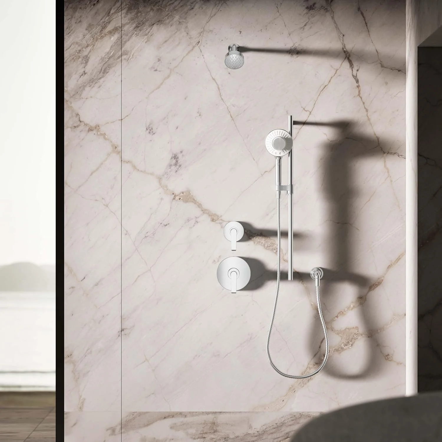 دوش دستی دو کاره KOHLER K-28682-G-CP SpaViva با دستگاه پاک کننده همه کاره، 1.75 GPM، کروم براق دوش دستی دو کاره KOHLER K-28682-G-CP SpaViva با دستگاه پاک کننده همه کاره، 1.75 GPM، کروم براق