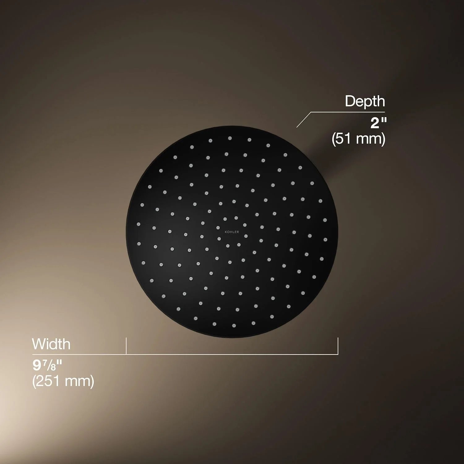 سردوش بارانی یک کاره 10 اینچی KOHLER 76465-G-BL Awaken، سردوش بارانی گرد ثابت 10 اینچی، 1.75 GPM، مشکی مات