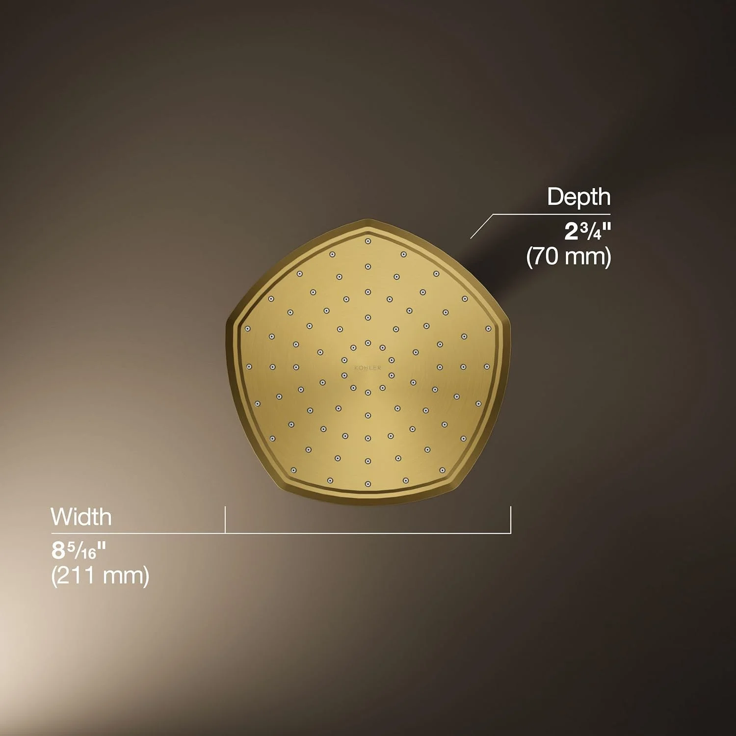 سردوش بارانی تک کاره 8 اینچی KOHLER 27051-G-2MB Occasion، سردوش بارانی تک حالته، سردوش بارانی، 1.75 GPM، برنجی مدرن برس خورده پر جنب و جوش
