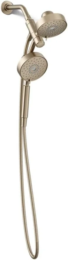 ست دوش چند منظوره 2 در 1 KOHLER 23219-BV Purist، سر دوش چرخشی با سردوش دستی، 2.5 GPM، برنز برس خورده پر جنب و جوش