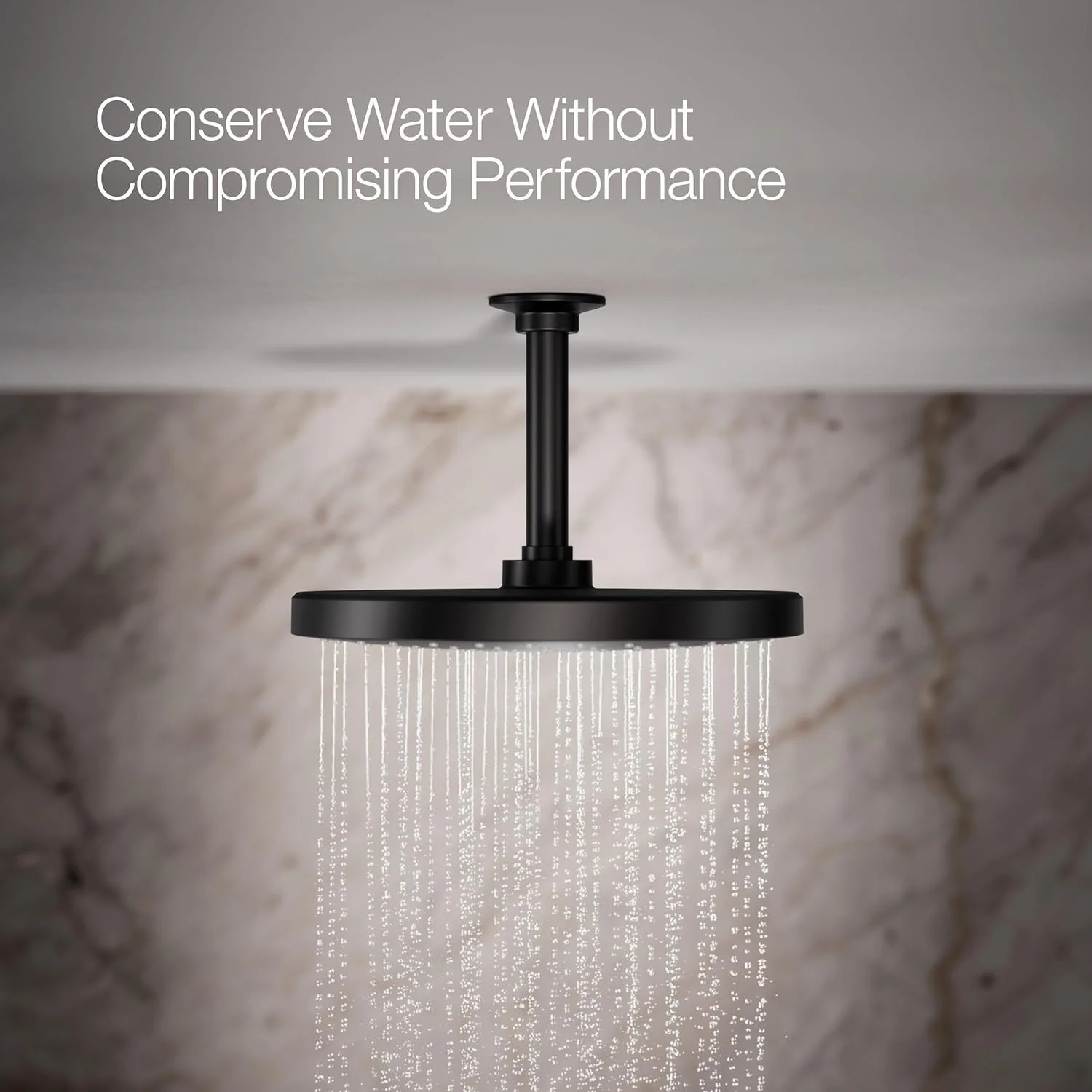 سردوش بارانی یک کاره 10 اینچی KOHLER 76465-G-BL Awaken، سردوش بارانی گرد ثابت 10 اینچی، 1.75 GPM، مشکی مات