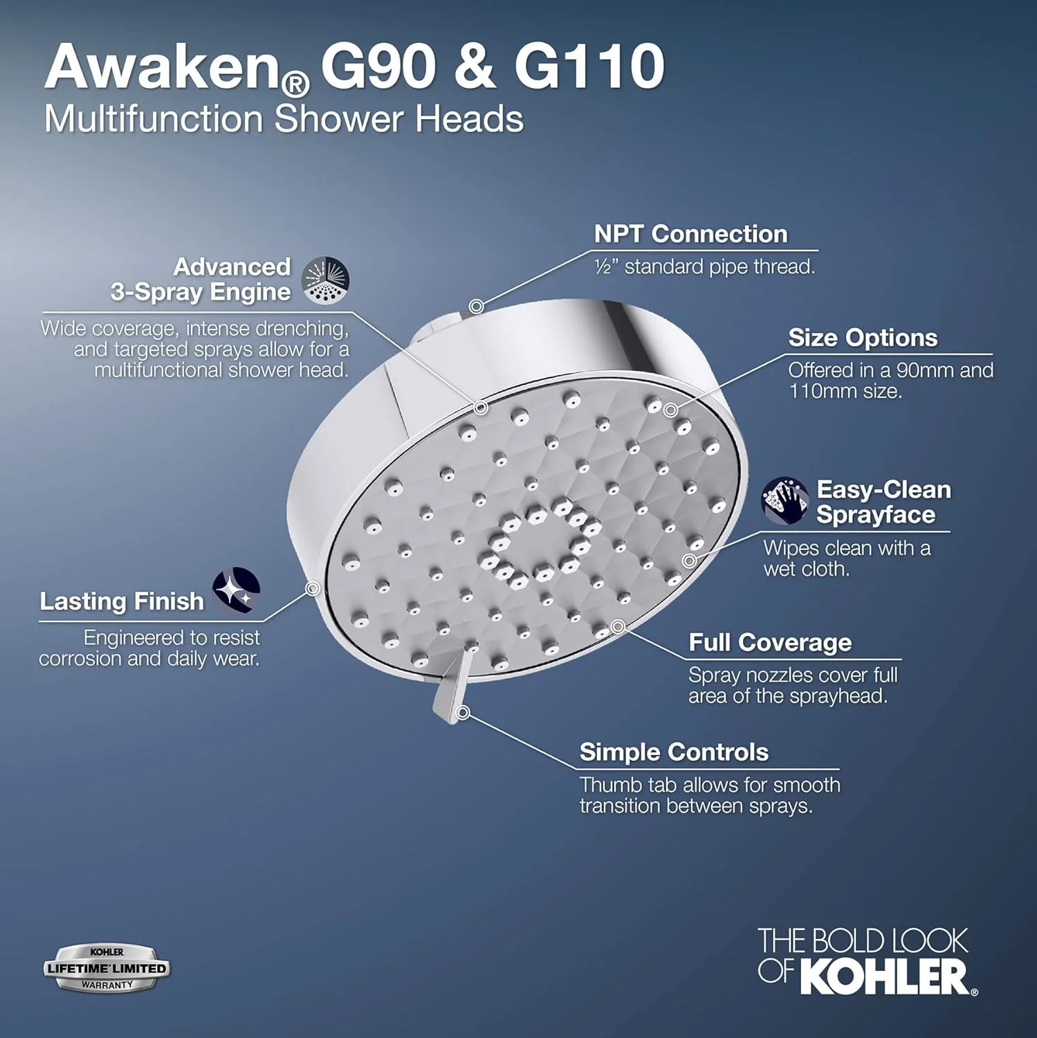 سردوش چند منظوره Kohler AWAKEN® G110 مدل K-72419-2MB