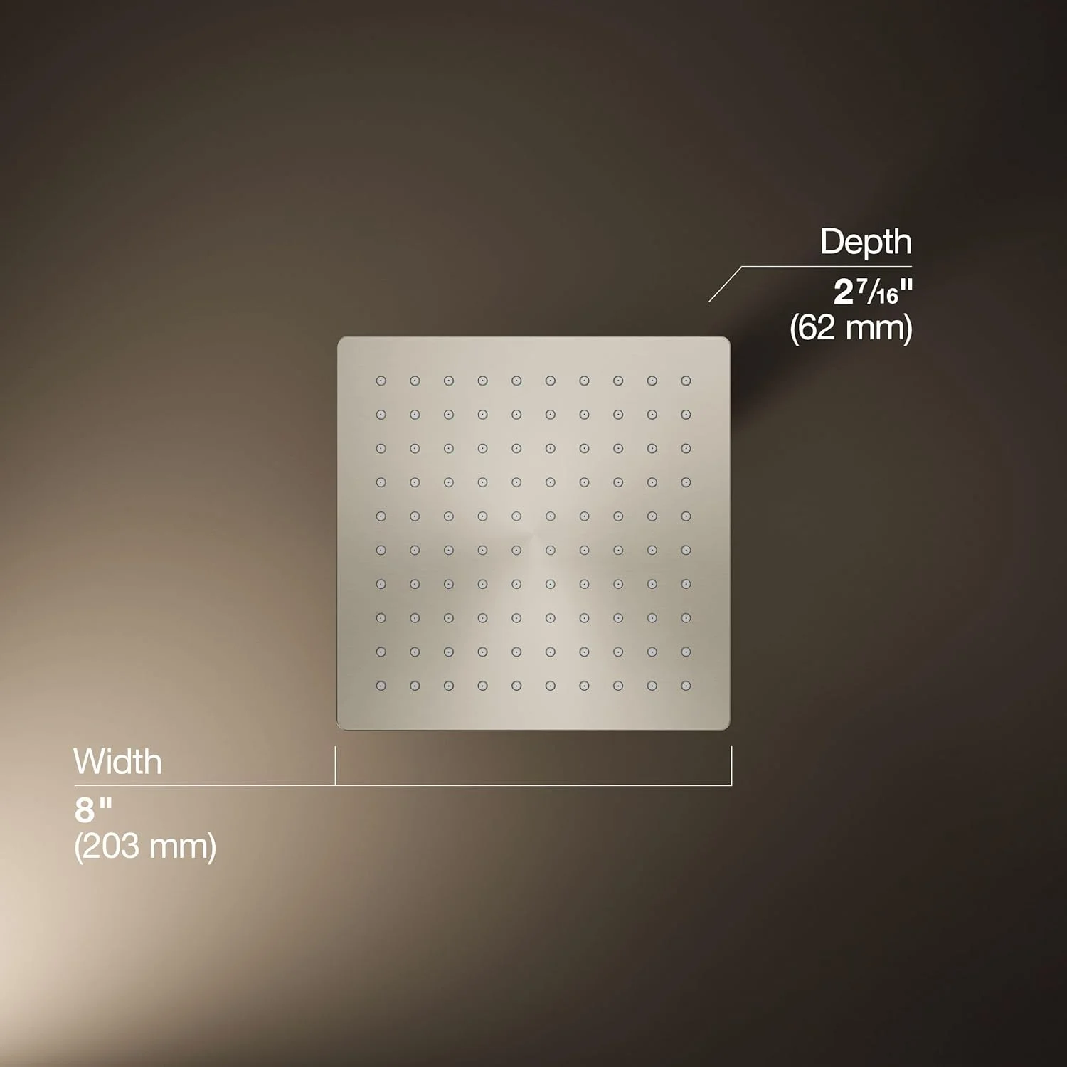 KOHLER K-26148-BN Honesty Rain Shower Head, 8", 2.5 GPM, Easy Clean, Durable Build, Vibrant Brushed Nickel