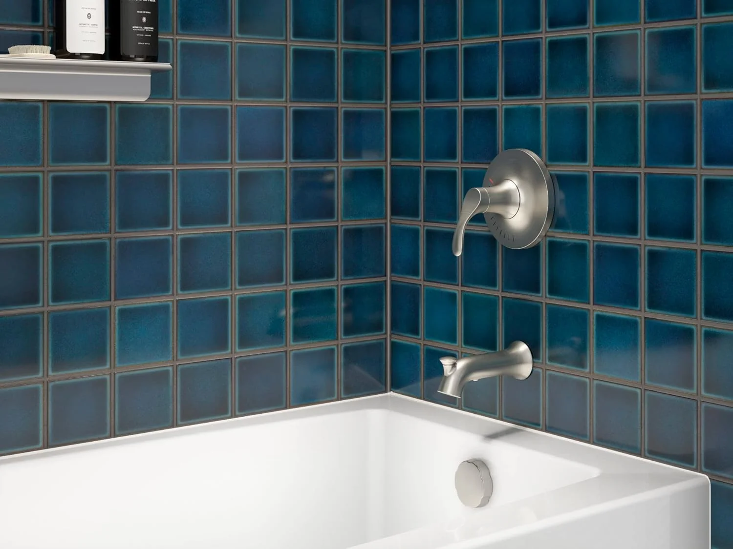 ست شیرآلات دوش و حمام کروم براق Kohler TS27391-4G-CP Simplice Rite-Temp با سردوش تک کاره 1.75 GPM، شیر انتقال آب، سردوش دیواری و شیر حمام