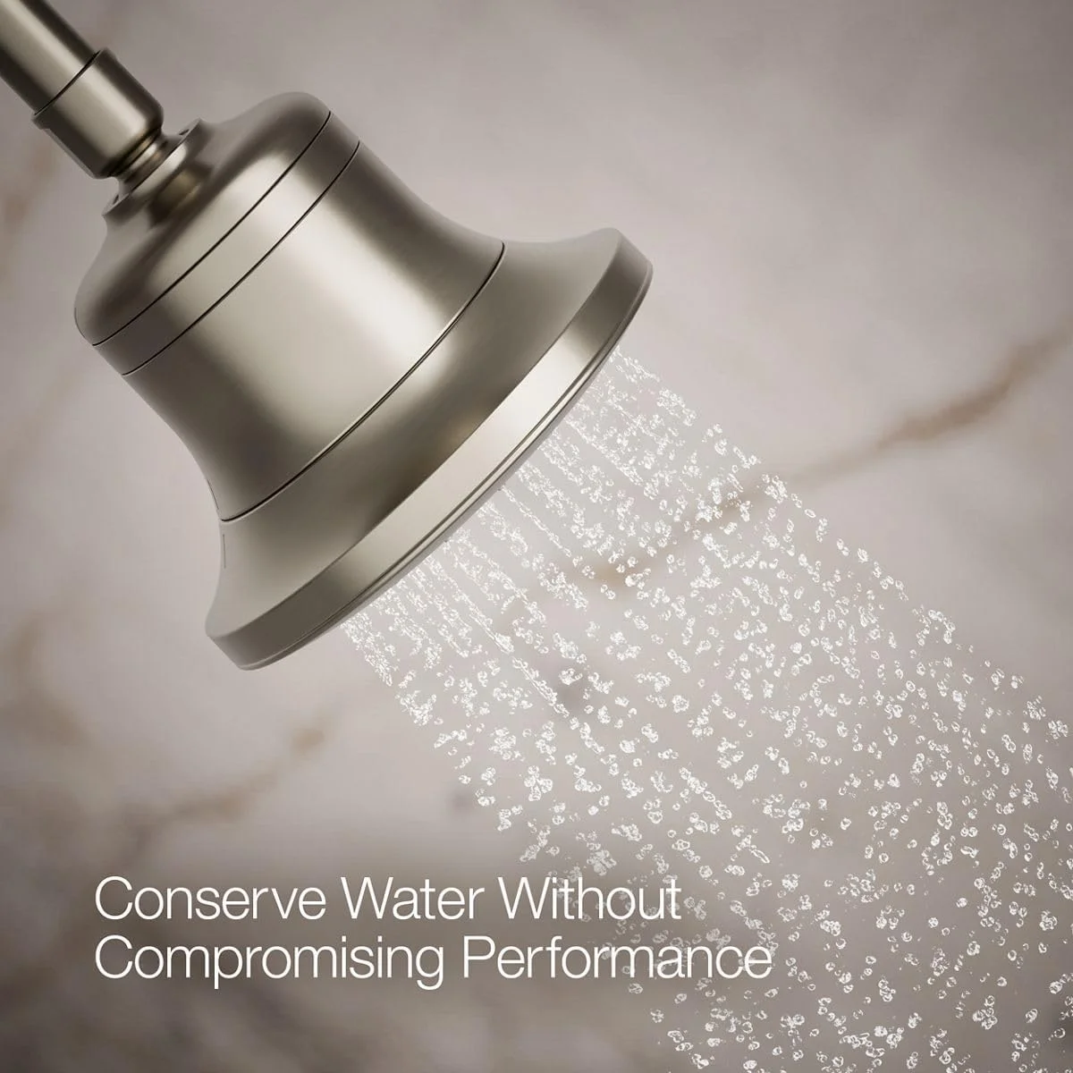 KOHLER K-33631-Y-BN Cinq Single-Function Filtered Shower Head, Round Fixed Showerhead with Filter for Hard Water, 2.5 gpm, Vibrant Brushed Nickel