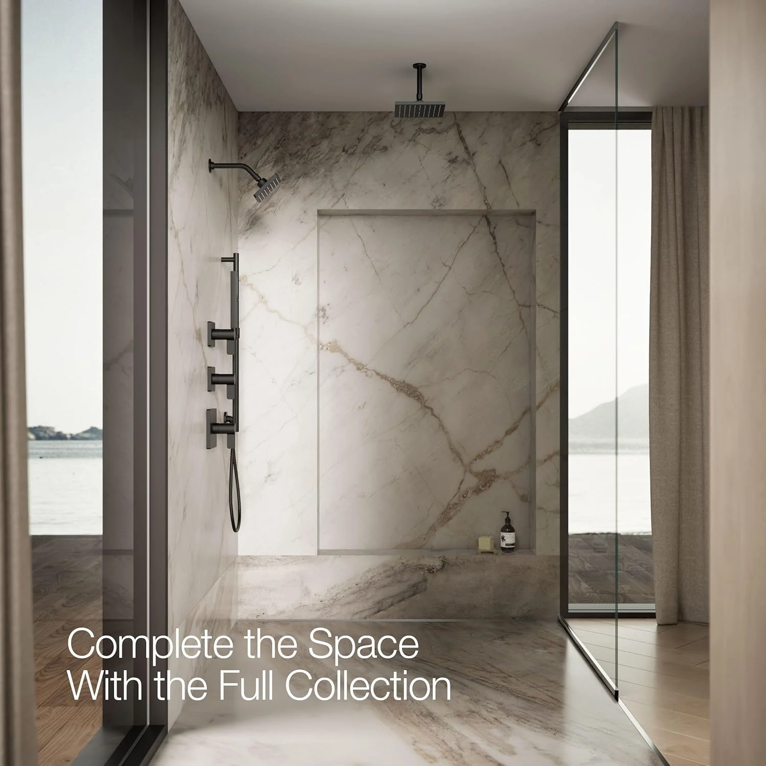 سردوش تک کاره Kohler 24805-BL Parallel®، 2.5 gpm، مشکی مات