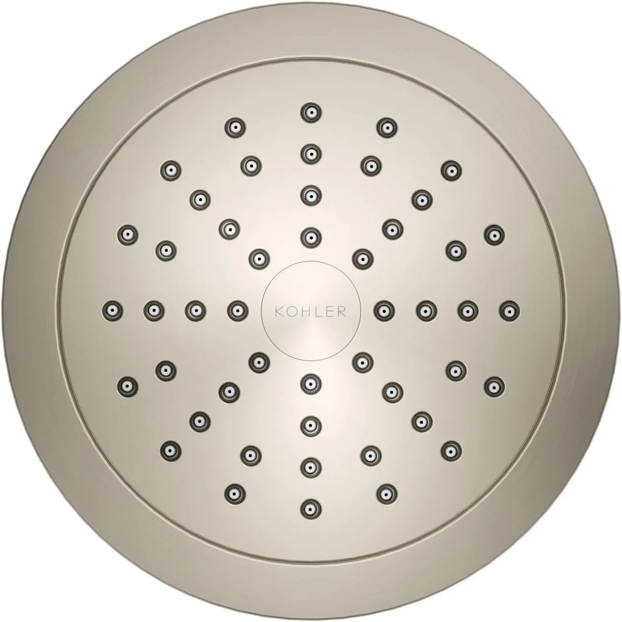 KOHLER K-33631-Y-BN Cinq Single-Function Filtered Shower Head, Round Fixed Showerhead with Filter for Hard Water, 2.5 gpm, Vibrant Brushed Nickel