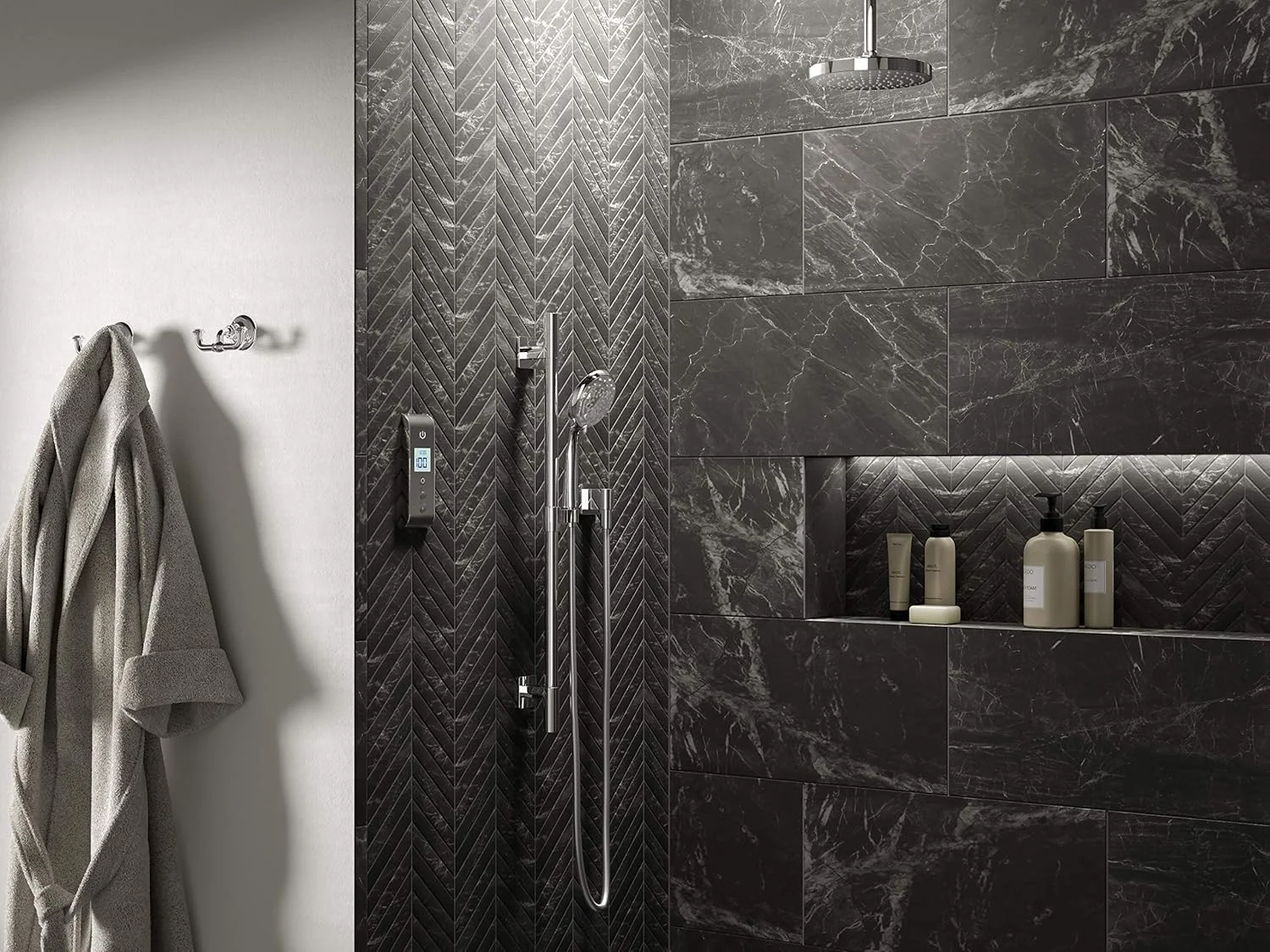 ست دوش دستی 3 حالته لوکس KOHLER 99243-G-BN Awaken، شامل سردوش دستی به همراه میله لغزنده 24 اینچی و شلنگ 60 اینچی، 1.75 GPM، نیکل برس خورده