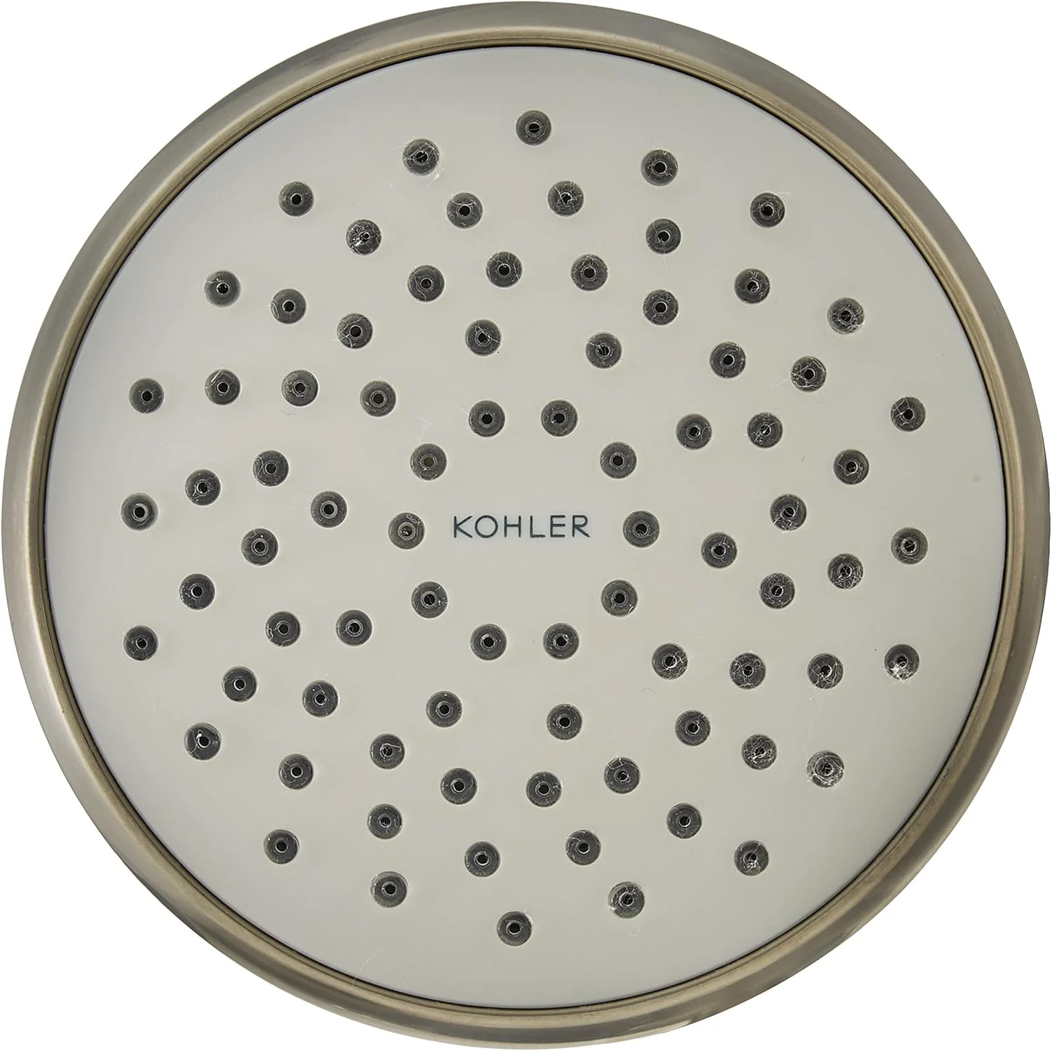 سردوش دیواری فلزی مکمل 4 اینچ (10.16 سانتی متر) Kohler، به همراه بازوی دوش و قالپاق، با پرداخت برس خورده پر جنب و جوش، نقره ای (16356IN-A-BN)