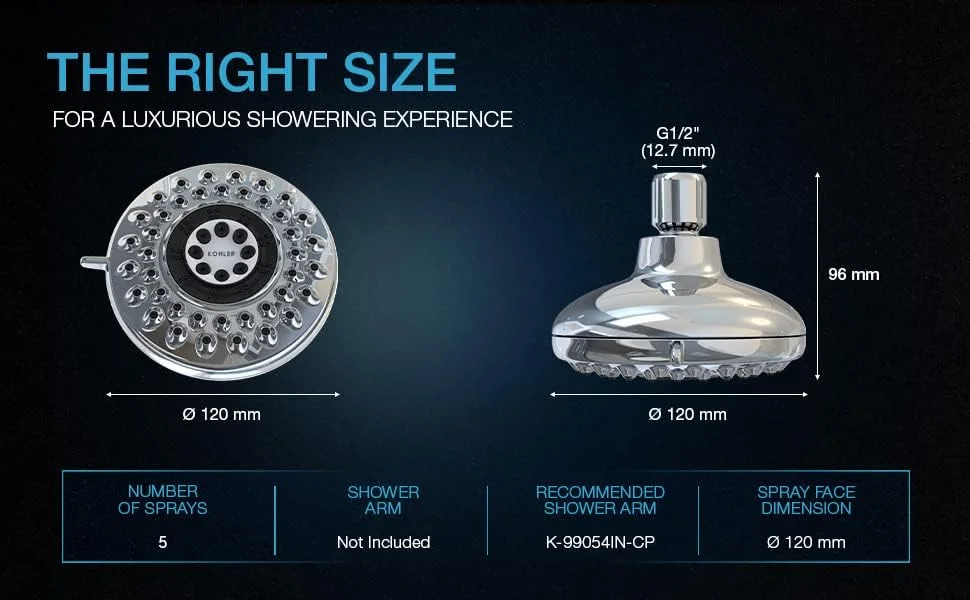 سردوش سقفی ABS کروم Kohler 75567IN-CP، متالیک، پرداخت کروم سردوش سقفی ABS کروم Kohler 75567IN-CP، متالیک، پرداخت کروم