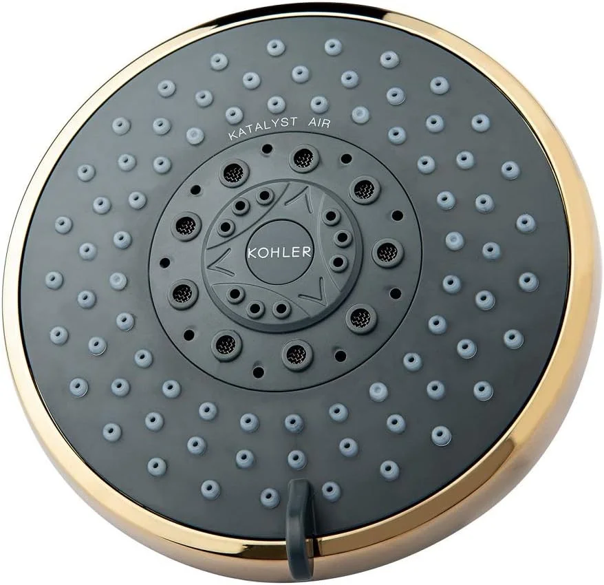 سردوش حمام Kohler Rain Duet - روکش طلایی فرانسوی - سردوش چند منظوره 122 میلی متری - فناوری اسپری القایی هوا Katalyst - 5 نوع ترکیب اسپری - روکش بادوام 75924IN-AF