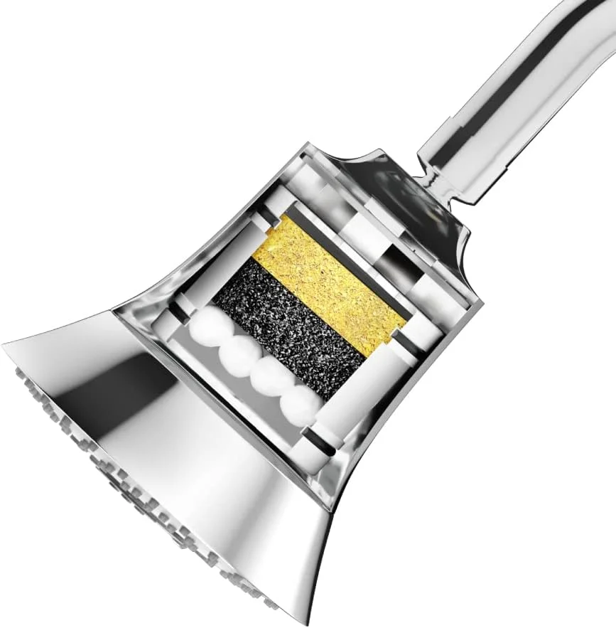 سردوش فیلتردار Kohler Rain Duet - سردوش چند منظوره 5 حالته با کارتریج تصفیه آب - بهترین عملکرد با نرم کننده آب سخت - نصب دیواری، پرداخت پولیشی، کروم - 109 میلی متر، ABS