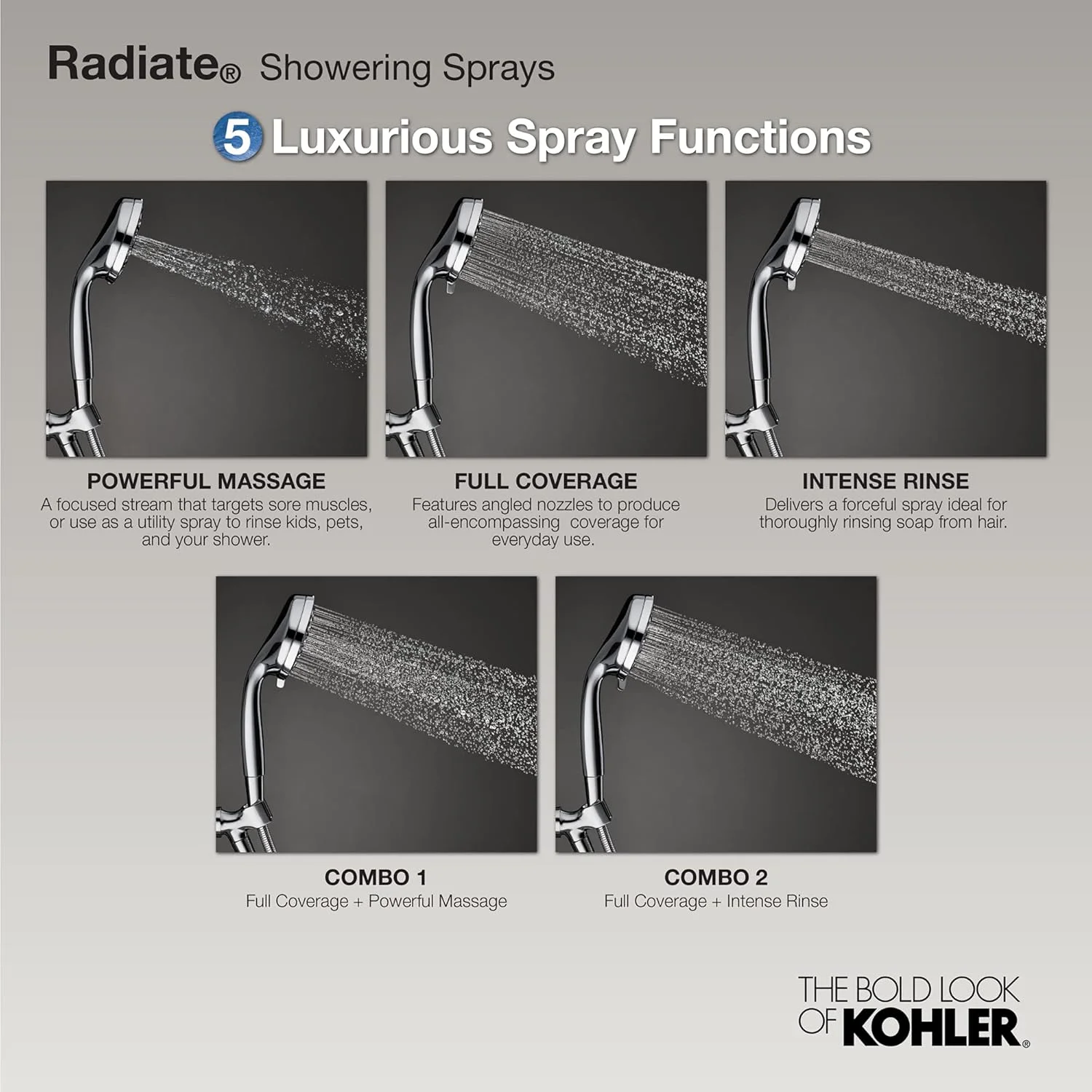 دوش دستی Kohler K-R75562-G-CP مدل Radiate، کروم براق دوش دستی Kohler K-R75562-G-CP مدل Radiate، کروم براق