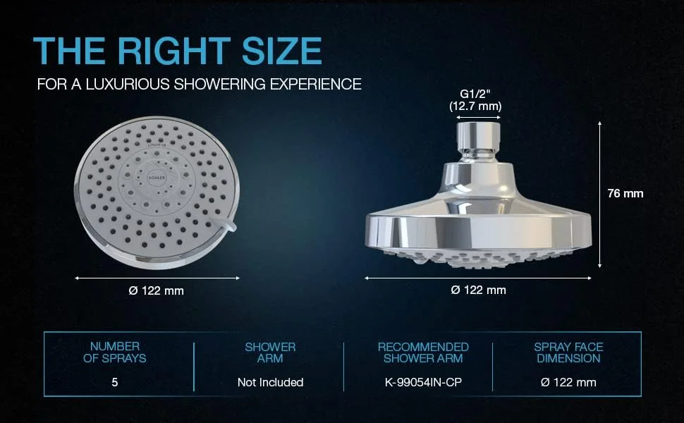 سردوش حمام Kohler Rain Duet - پرداخت کروم براق - سردوش هندسی چند منظوره 127 میلی متری - فناوری اسپری القایی هوا Katalyst - 5 نوع ترکیب اسپری سردوش حمام Kohler Rain Duet - پرداخت کروم براق - سردوش هندسی چند منظوره 127 میلی متری - فناوری اسپری القایی هوا Katalyst - 5 نوع ترکیب اسپری