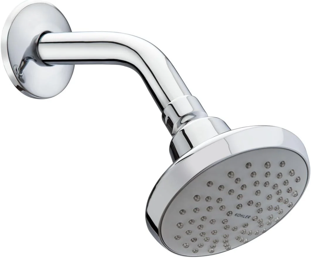 سردوش حمام مکمل Kohler - نقره ای با روکش کروم - سردوش با بازوی دوش و فلنج - پوشش اسپری گسترده و جریان آب برتر - روکش براق و ماندگار 16356IN-A-CP