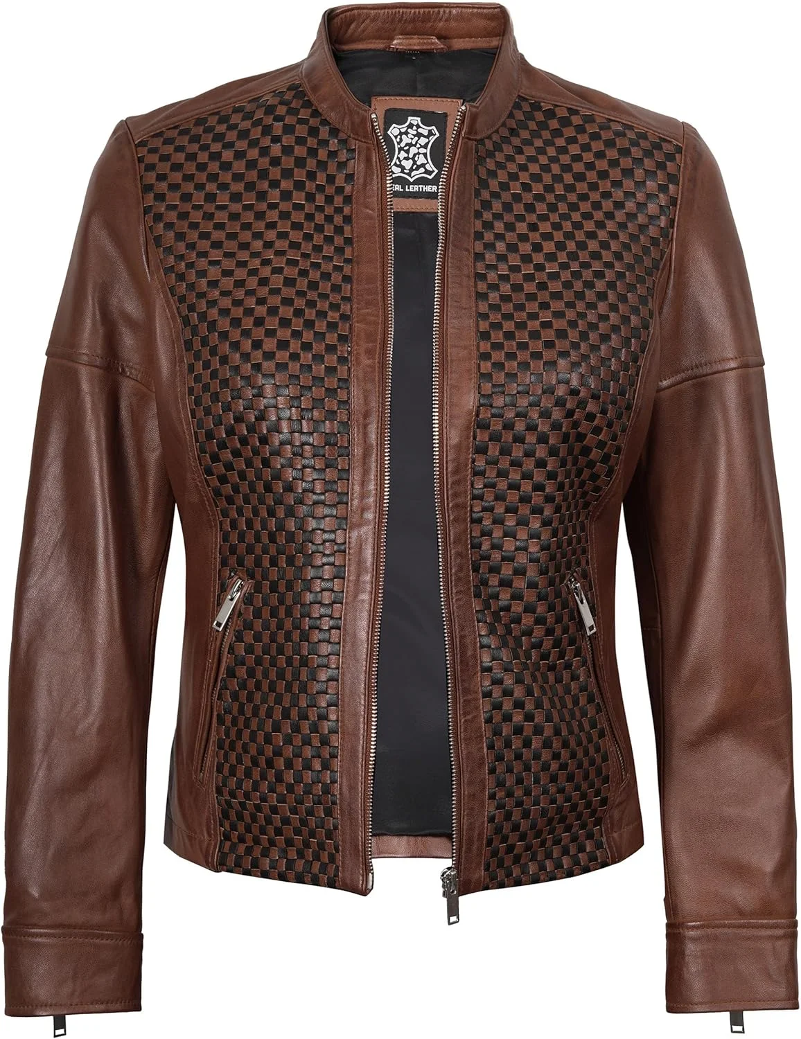 کت چرمی موتور سیکلت زنانه Fjackets مدل کافه ریسر