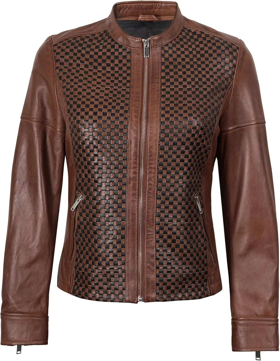 کت چرمی موتور سیکلت زنانه Fjackets مدل کافه ریسر