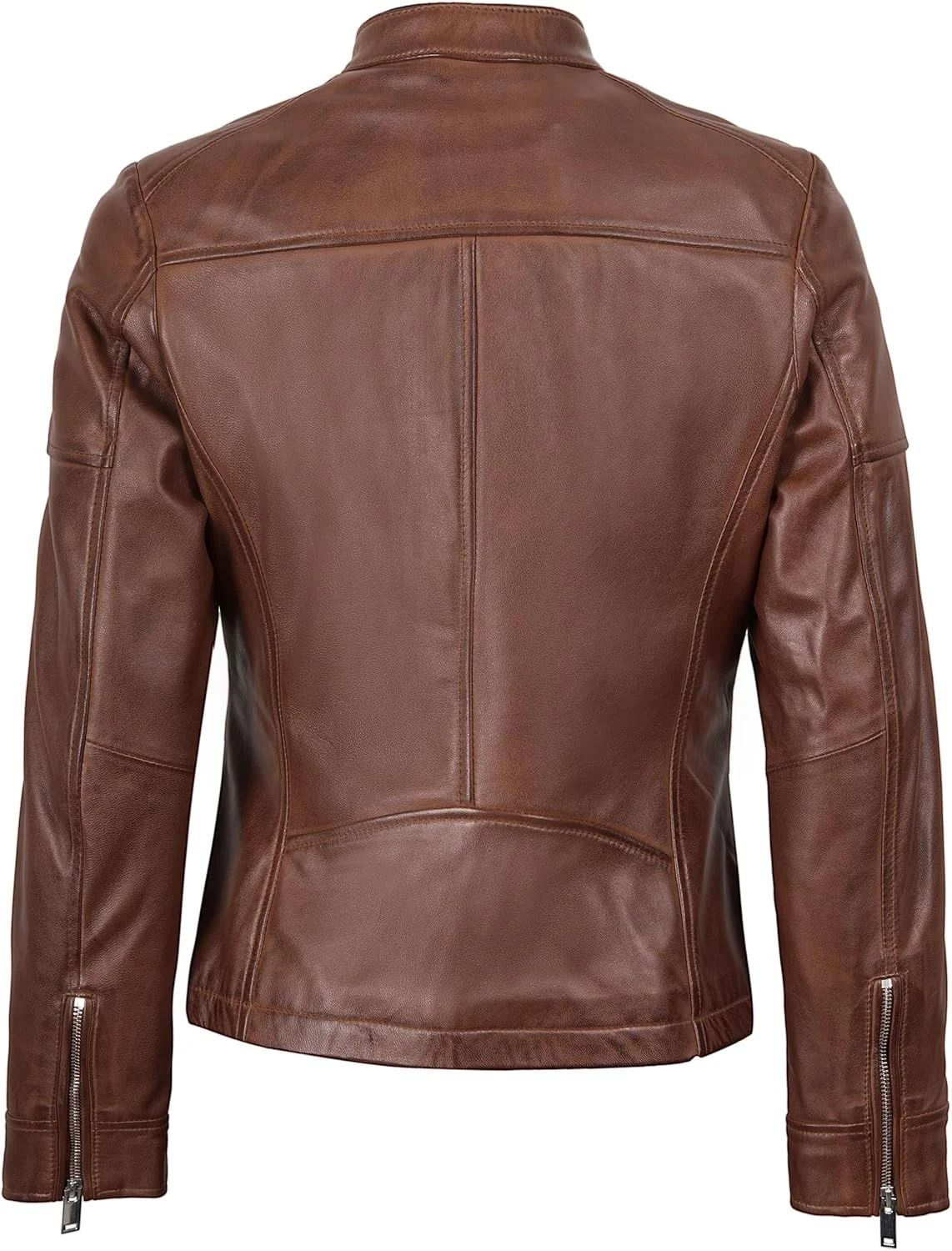کت چرمی موتور سیکلت زنانه Fjackets مدل کافه ریسر