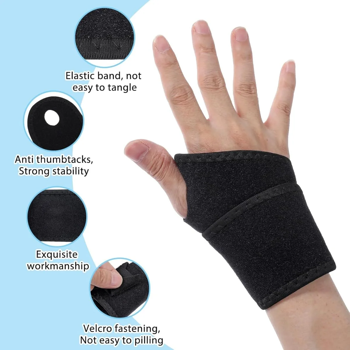 مچ بند وزنه برداری - باندهای پشتیبانی مچ دست باشگاه با بندهای الاستیک - مچ بندهای سنگین برای مردان و زنان - تجهیزات پیشگیری از آسیب - بسته 4 عددی لوازم جانبی بدنسازی مشکی