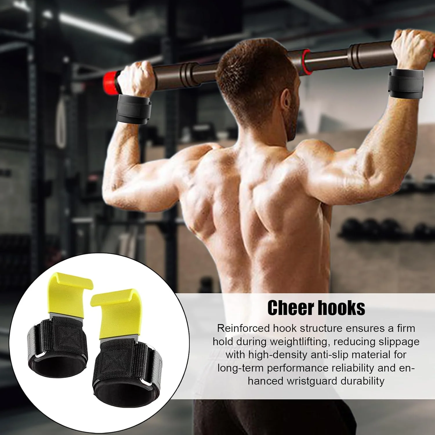 مچ بند وزنه برداری - قلاب لیفت دستگیره - مچ بند ارگونومیک با پد برای تمرین، خانه، تمرینات قدرتی، باشگاه