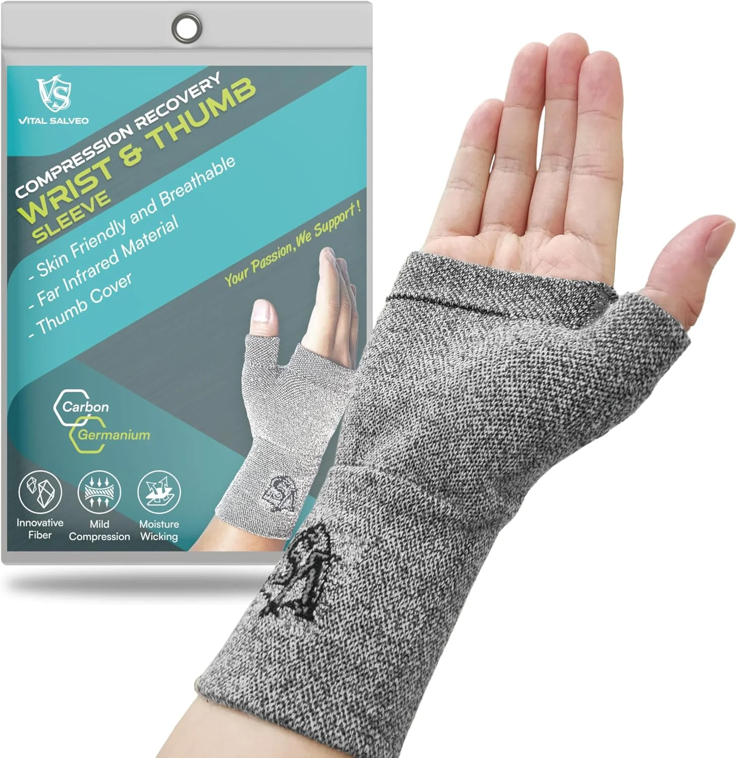 مچ بند و شست فشاری VS VITAL SALVEO Salveo، برای آرتروز، درد مفاصل، تاندونیت، خستگی، سندرم تونل کارپال، رگ به رگ شدن، بی ثباتی دست و درد مچ دست (1 عدد) - متوسط