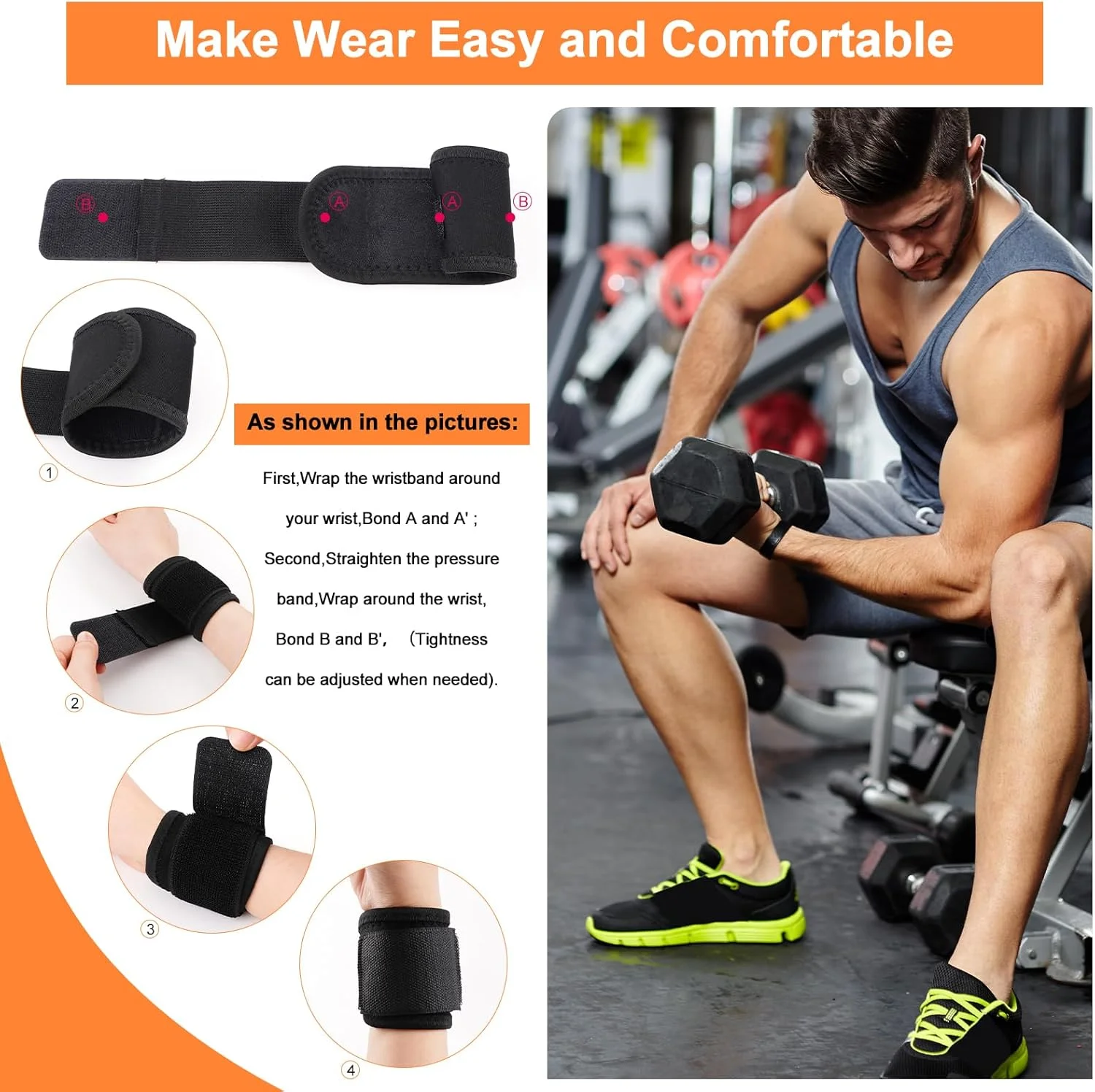 مچ بند وزنه برداری، بسته 2 عددی مچ بند ورزشی بسیار الاستیک برای پاورلیفتینگ، بدنسازی، تمرینات کراس فیت