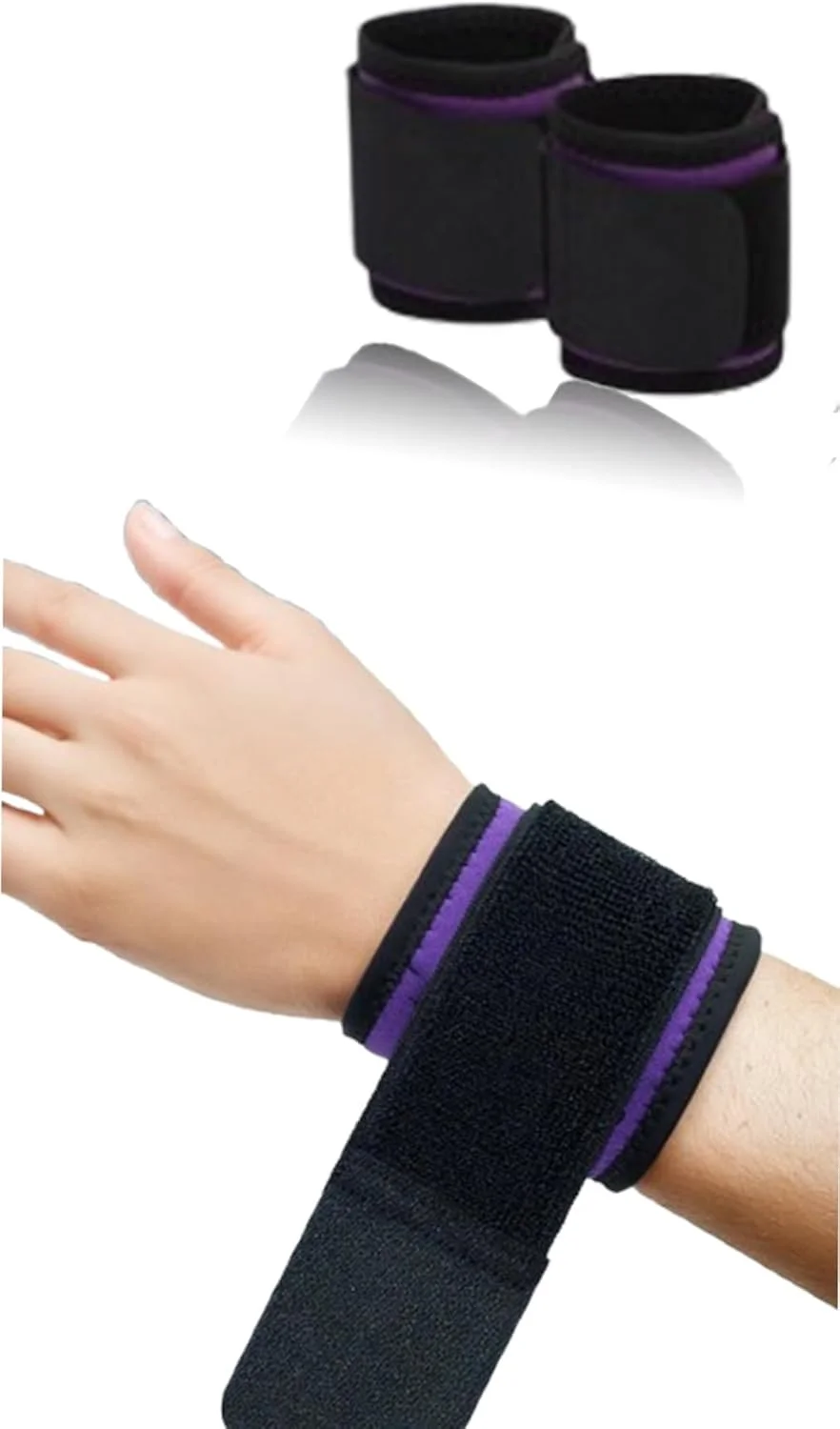 بسته 2 عددی مچ بند بنفش زنانه - پشتیبانی قابل تنظیم برای تونل کارپال، وزنه برداری، تناسب اندام، ورزش و تسکین درد، بسیار الاستیک، قابل تنظیم، انعطاف پذیر، راحت و چند منظوره