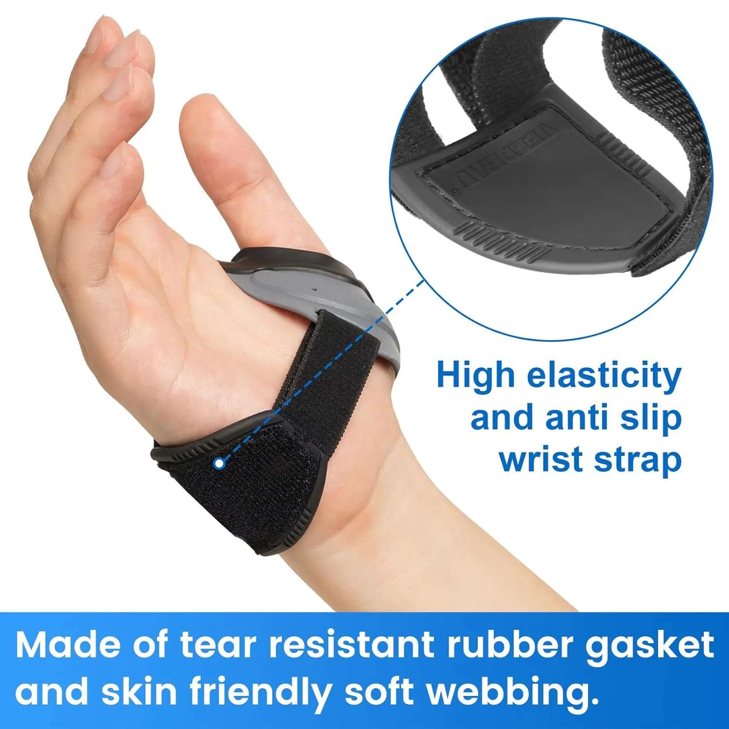 مچ بند شست ولپو CMC برای درد و پشتیبانی آرتروز، با کشش بالا و بند مچ ضد لغزش، تثبیت کننده آتل شست راحت برای استئوآرتریت برای زنان و مردان (خاکستری، دست راست، M)