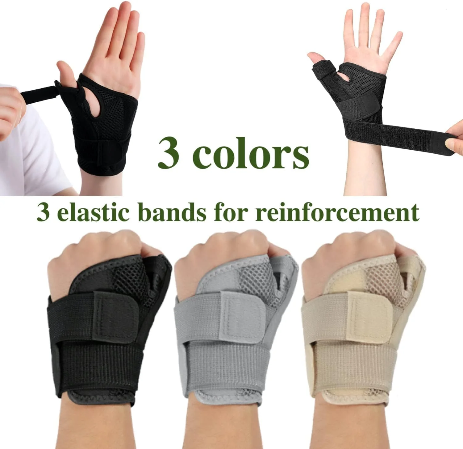 مچ بند و شست ارتقا یافته جدید برای دست چپ یا راست، آتل انگشت شست برای تونل کارپال، تاندونیت و آرتریت در دست ها یا انگشتان، پشتیبانی شست با سایز جهانی برای آرتریت