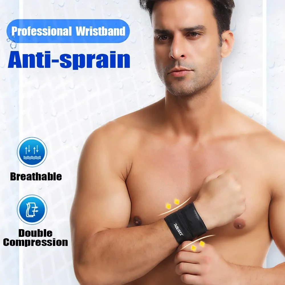 مچ بند ورزشی فشاری TYCA، نازک، قابل تنفس، قابل تنظیم، محافظ مچ دست برای بسکتبال، بدمینتون، تنیس، مناسب برای آقایان و بانوان (مشکی)