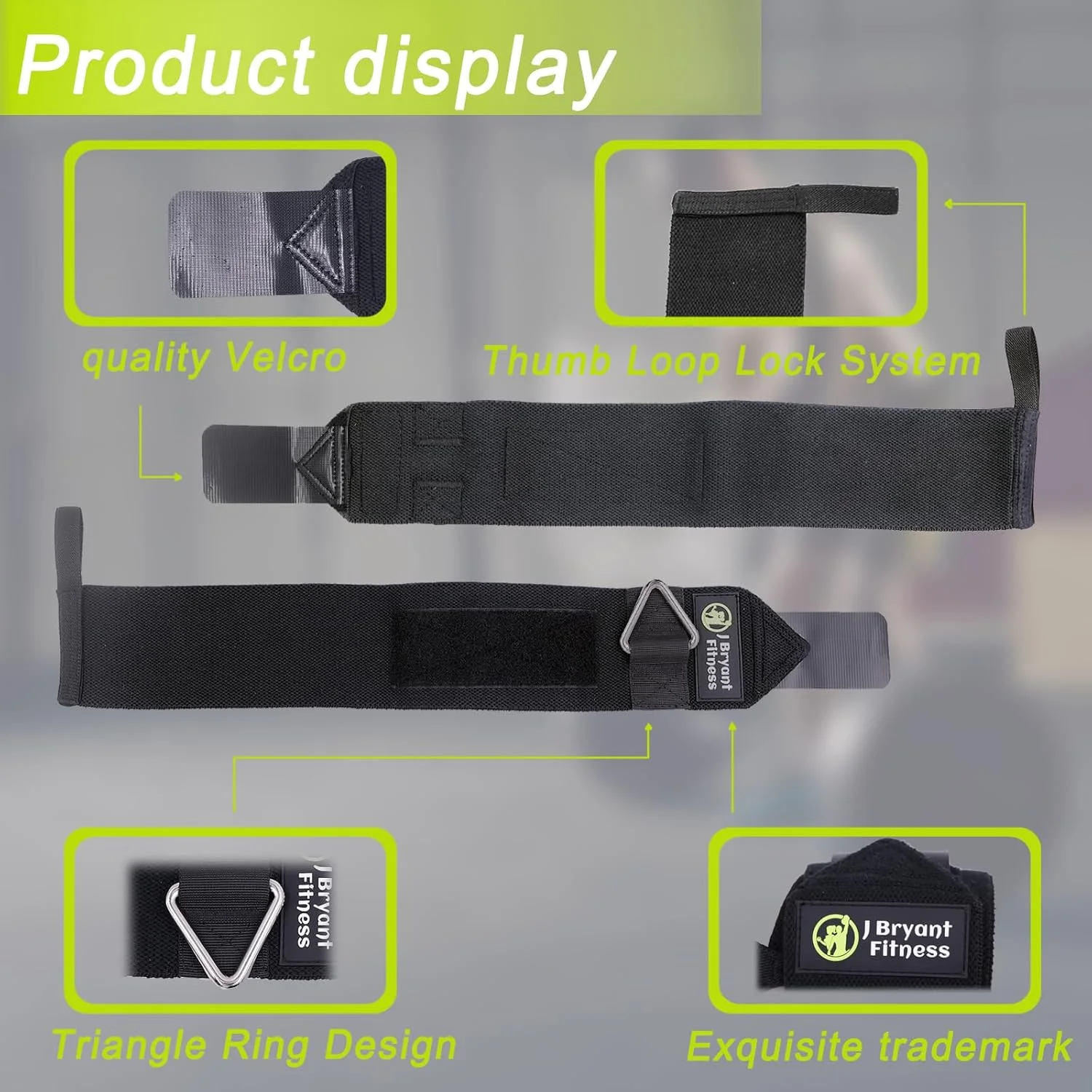مچ بند وزنه برداری با حلقه مثلثی، اتصال کابل باشگاه، بند مچ برای تمرینات قدرتی، سایز قابل تنظیم برای آقایان و بانوان - حداکثر بار 18 کیلوگرم