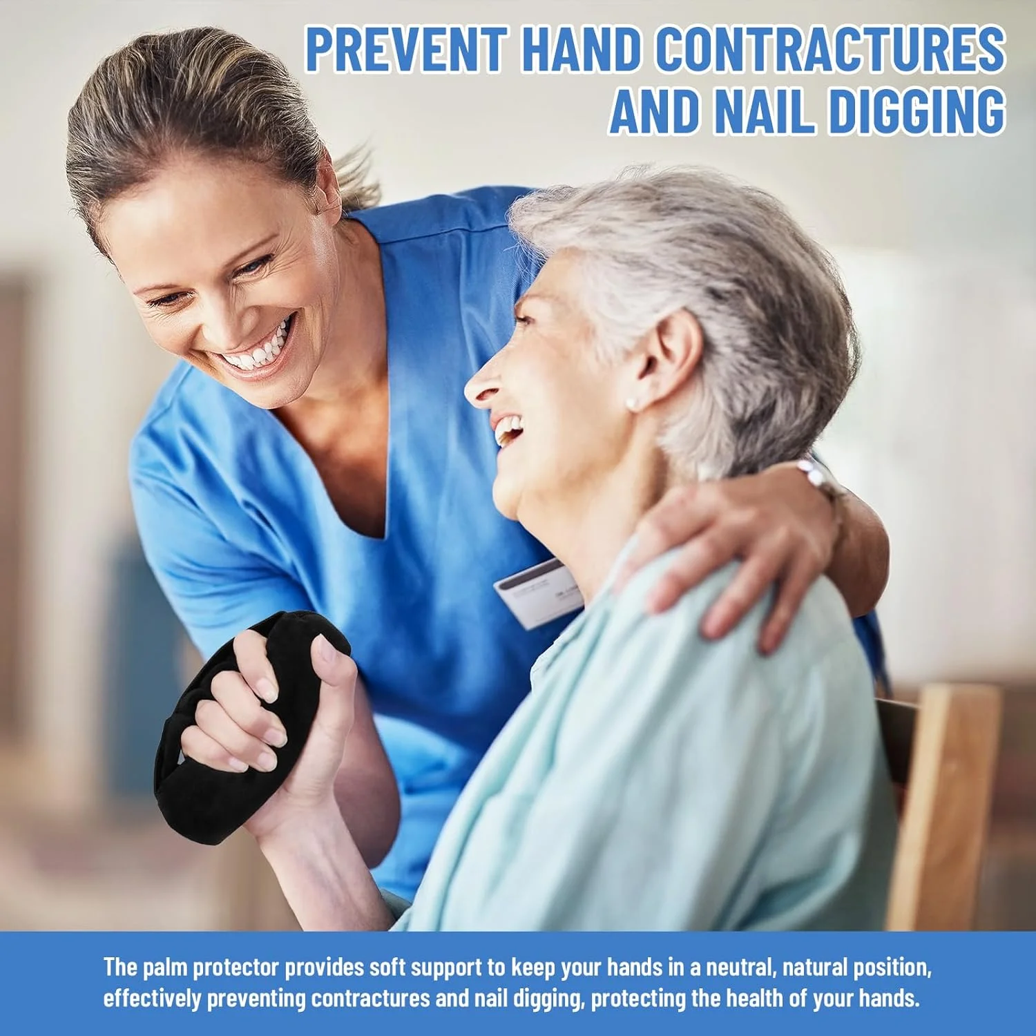 محافظ کف دست TYYIHUA، گریپ کف دست، 2 عدد بالشتک انقباض دست با نوار الاستیک و جداکننده انگشت، برای دست سکته مغزی، آرتریت پارکینسون زوال عقل، جلوگیری از انقباض دست، محافظت از کف دست