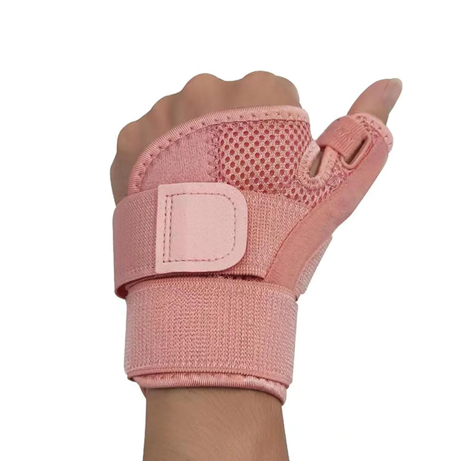آتل انگشت شست با مچ بند - بریس پشتیبانی انگشت شست برای تثبیت کننده انگشت شست دست مچ، مناسب برای دست راست و چپ مردان و زنان (صورتی، سایز آزاد)