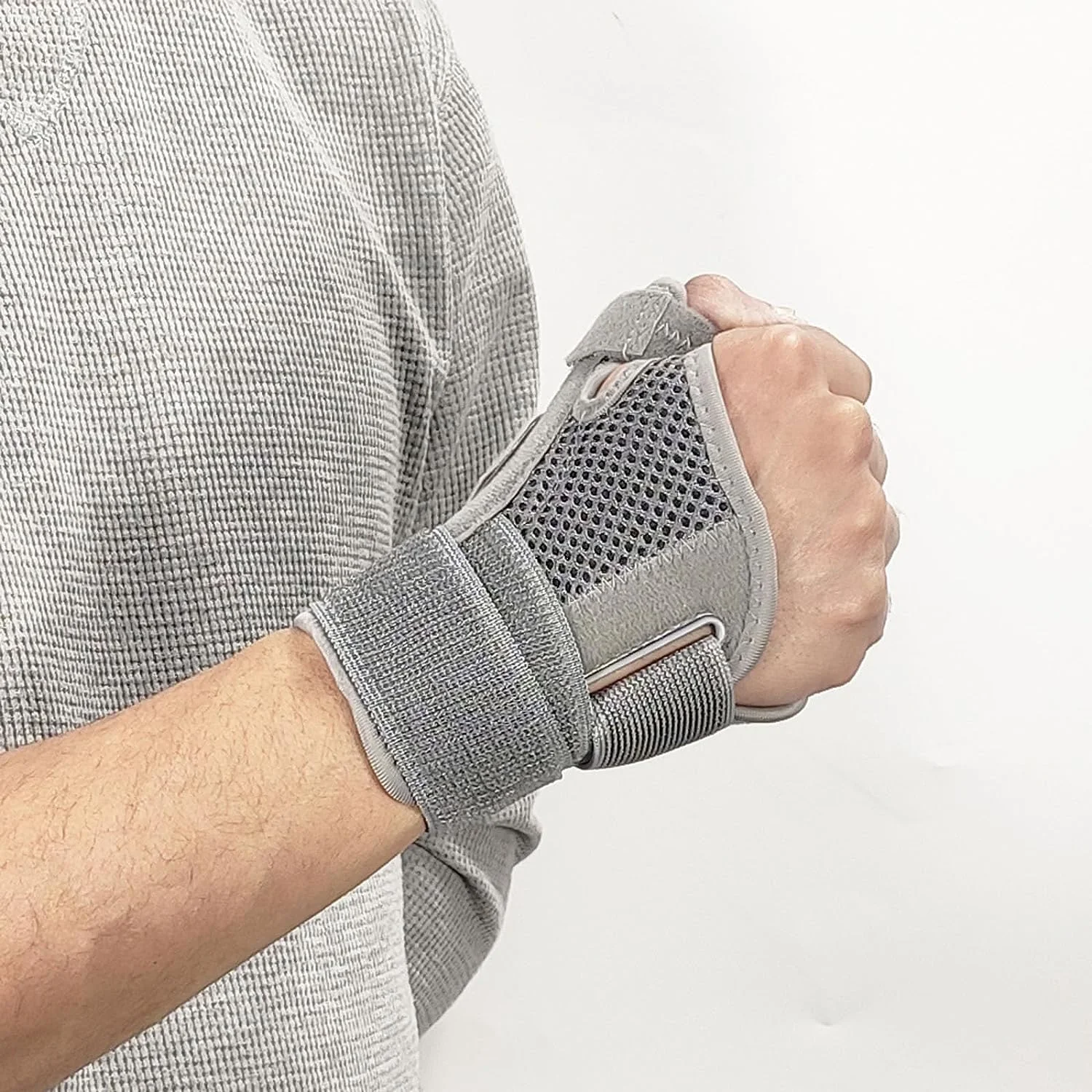 آتل انگشت شست با مچ بند - بریس حمایت از انگشت شست برای تثبیت کننده انگشت شست دست مچ، مناسب برای دست راست و چپ مردان و زنان (خاکستری)