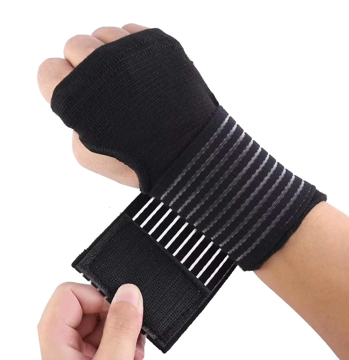 آستین های مچ بند محافظ کف دست (یک جفت)، مچ بند مناسب استفاده روزمره، بند مچ قابل تنظیم، دستکش های ورزشی، دستکش ورزشی، مچ بند برای مردان و زنان (مشکی)