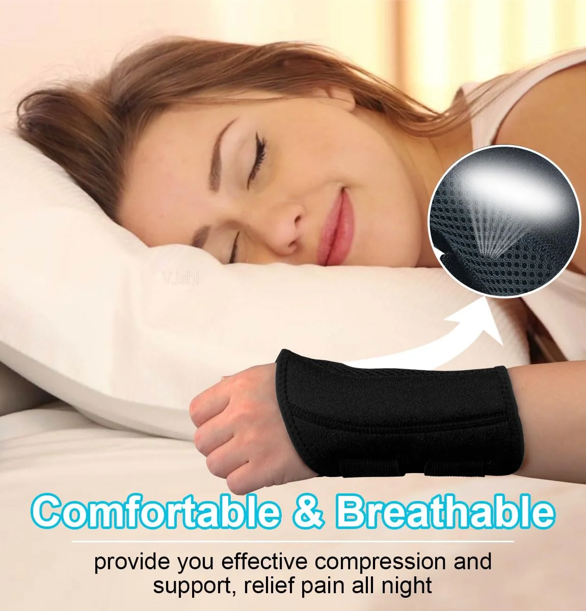 مچ بند برای تسکین درد تونل کارپال، مچ بند طبی برای زنان و مردان، رگ به رگ شدن، فشار مکرر، مچ بند دستی قابل تنظیم برای خواب، مناسب دست راست و چپ برای آرتروز (مشکی، دست راست، S/M)