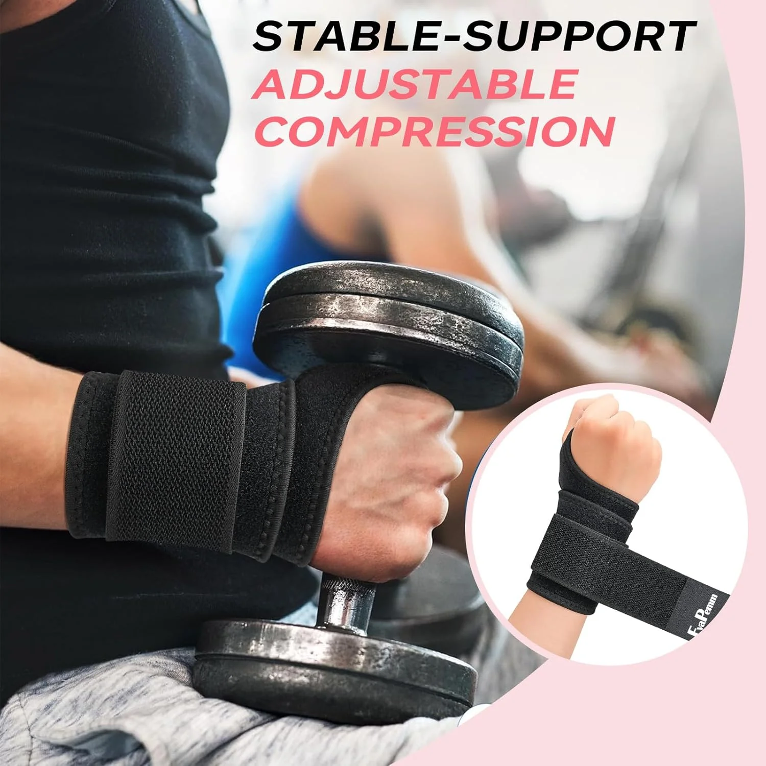 مچ بند تونل کارپال برای زنان و مردان 2 جفت، مچ بند حمایتی برای دست راست و چپ، مچ بند قابل تنظیم برای تاندونیت، آرتریت، وزنه برداری، ورزش، پشتیبانی روز و شب، مشکی