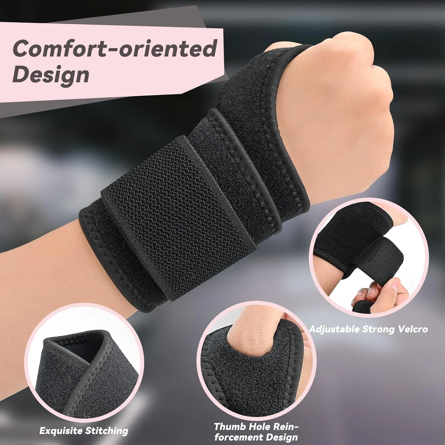 مچ بند تونل کارپال برای زنان و مردان 2 جفت، مچ بند حمایتی برای دست راست و چپ، مچ بند قابل تنظیم برای تاندونیت، آرتریت، وزنه برداری، ورزش، پشتیبانی روز و شب، مشکی