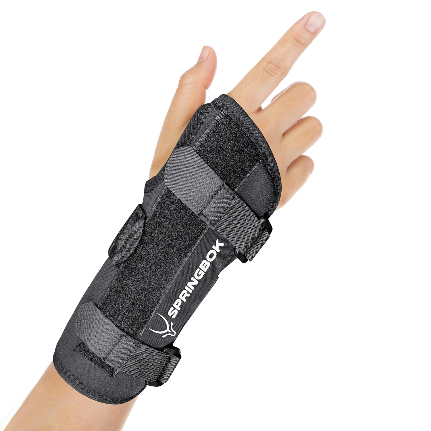 مچ بند اسپرینگ باک با آتل فلزی - حمایت قابل تنظیم برای سندرم تونل کارپال، تاندونیت، آرتروز، تسکین درد و بهبود آسیب - دست راست/چپ، مناسب برای همه